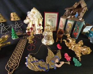 Gold Tone Xmas Lot With A Touch Of Color