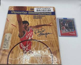  002 David Thompson Signed 1973 Sports Illustrated Magazine With David Thompson Card