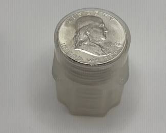 Stack Of 20 Ben Franklin Silver Half Dollars 1960P