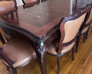 French Table and 8 leather Chairs