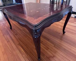 Antique inlaid French table with  leaf