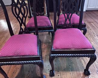 Set of 4 solid mahogany Chippendale Chairs