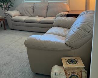 Sofa and Loveseat, Elephant Stand, Faux Tree, Floor Lamp, Drop-leaf End Table