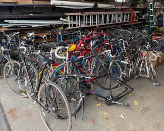 dozens of vintage bicycles
