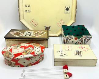 Vintage Tiffany & Co Playing Cards In Vietri Italian Wood Box With Matching Tray & Other Card Trays & Boxes
Lot #: 182