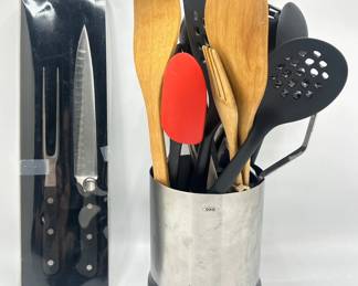 New In Box Wusthof German Carving Knife Set & Oxo Rotating Caddy With Cooking Utensils
Lot #: 175