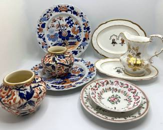 Assorted Vintage China: Spode Felspar, Masons Firestone, Hammersley Rose, Japanese Imari & More (9 Pieces)
Lot #: 129