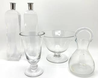 Vintage Glass Candlesticks, Pedestal Bowls & Decanter
Lot #: 117