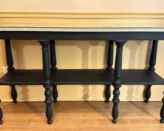 Baker Furniture Milling Road Roman Travertine Stone Surface Hall Table With Glass Top
Lot #: 28