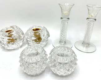 3 Sets Candlesticks: Waterford, Kosta Boda Snowballs & Kosta Boda Air Twist Handles
Lot #: 120