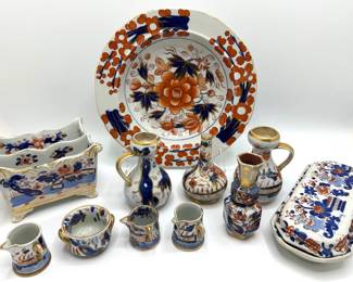 Vintage Mason's Ironstone Japanese Imari Bowl, Ink Stand, Miniature Vases & Hydra Jugs (12 Pieces)
Lot #: 130