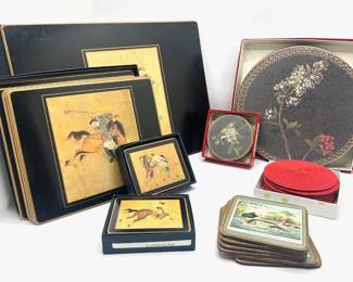 Vintage Ming Polo Velvet Backed Place Mats In 3 Sizes, Delany Place Mats With Coasters & More Coasters
Lot #: 162