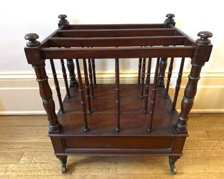 Vintage Mahogany Regency Style Magazine Rack On Casters
Lot #: 79