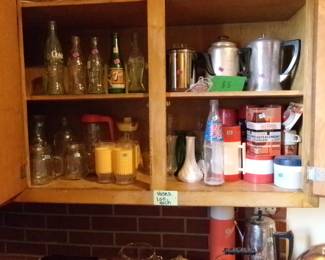 Pop bottles, Thermoses, Coffee Percolators and Glassware