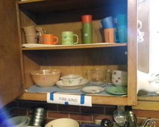 Fire-King and Retro 1970's cups and glasses.