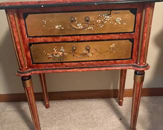 Asian style accent table with hand painted designs