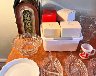  Lenox, Fostoria American glassware, and milk glass, etc.
