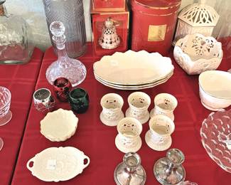 Lenox small votives, Fostoria, Lenox boxed ornaments, etc.