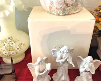 Lenox musical angels, Fenton vase, etc.