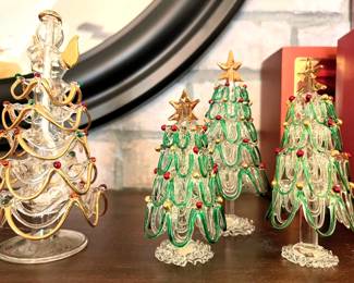 Draped blown glass Christmas trees
