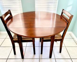 Round drop leaf dinette with 2 chairs