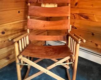 Costa Rican Leather Folding Rocking Chair