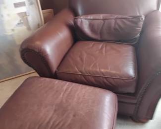 Leather chair with ottoman