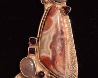 Unique custom made pin with Natural stones