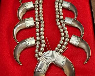 Signed Native American Bear Claw Squash Blossom