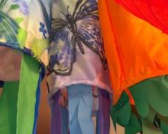 
Colorful butterfly windsock with soft floral patterns and multicolor ribbon streamers. Bright hanging décor perfect for porch, patio, garden, or kids’ spaces.