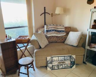 hide a bed single bed loveseat, vintage items, old, advertising wooden hangers, lots to love 