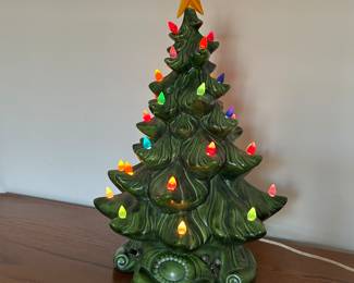 Atlantic Mold Lighted Tree.  No chips, has all the lights.  Music box doesn't work.   From a previous sale but priced to sell!