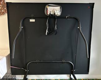 Ping Pong Table that folds and rolls for easy storage.