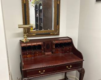 Mahogany Chippendale style secretary. Dovetail detail.