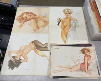 Collection of Vargas prints from the 1960s with Leroy Neiman’s on the back
