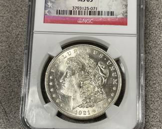 Several silver dollars