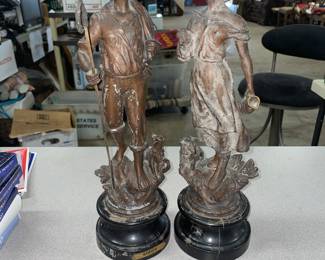 Pair of copperd Spelter Statues