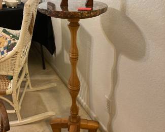 Pedestal with marble top.