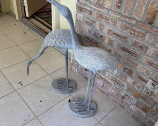 Metal cranes for outside patio decor