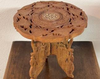 Small Wood Carved Table 