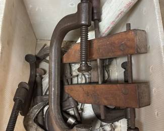 Vintage Wood and Metal Clamps Set