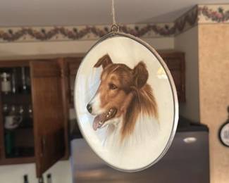 Vintage Collie Dog Portrait Pendant