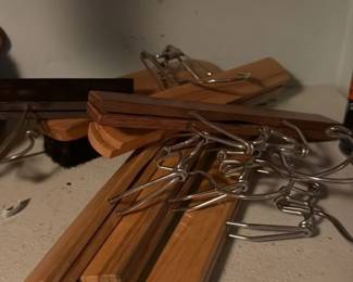 Vintage Wooden Clothes Hangers with Metal Hooks