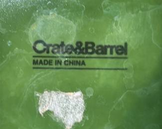 Crate & Barrel Green Fluted Footed Bowl