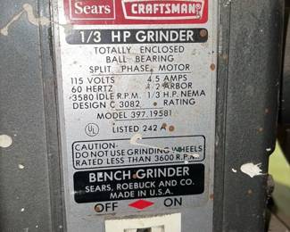 Craftsman 1/3 HP Bench Grinder