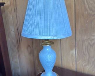 Vintage Ceramic Table Lamp with Pleated Shade