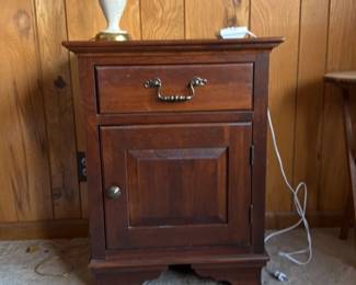 Vintage Wooden Nightstand with Drawer and Cabinet