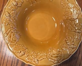 Sur La Table "Harvest" Turkey and Oak Leaf Embossed Bowl