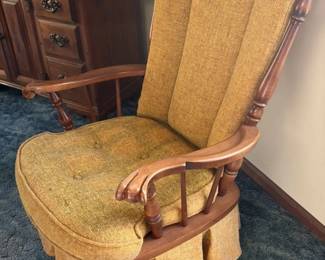 Vintage Mid-Century Modern Upholstered Rocker Recliner Chair