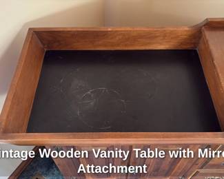 Vintage Wooden Vanity Table with Mirror Attachment